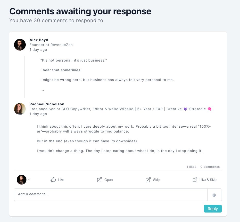 linkedin comments