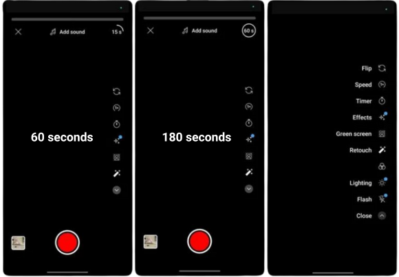 YouTube Shorts example 60 seconds v 180 seconds 1 minute 3 minutes