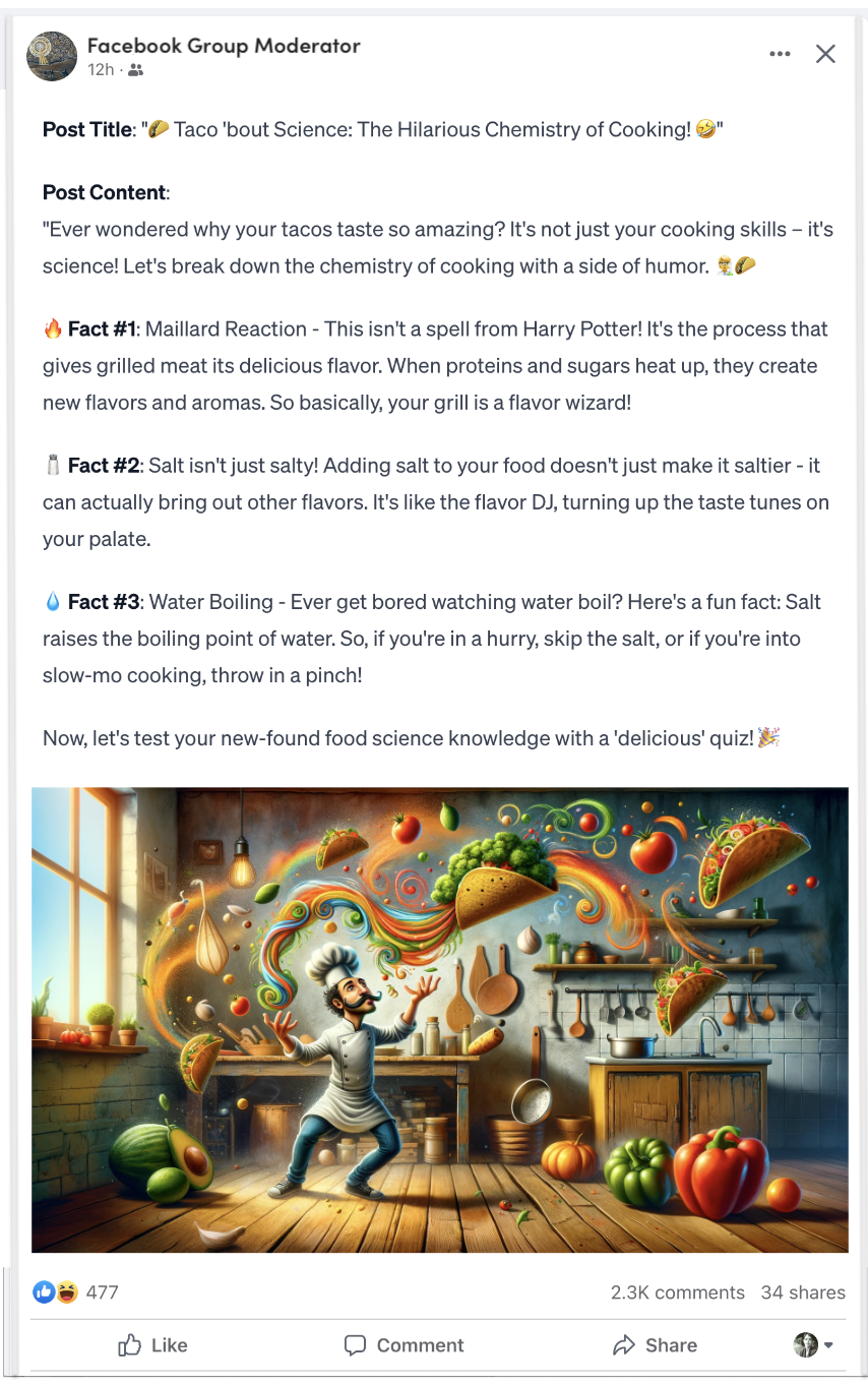 Edu-tainment FB post example