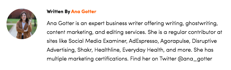 Screenshot of author bio, which is helpful for Google E-E-A-T