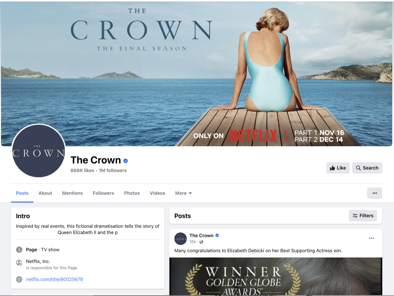 Netflix's The Crown Facebook Page